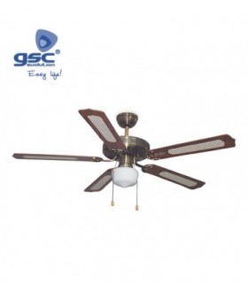 VENTILADOR TECHO MARRON C/LUZ 60W 132x41