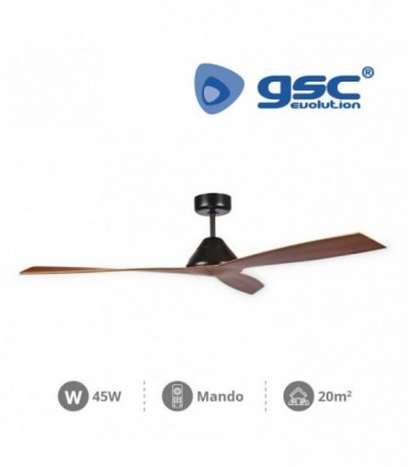VENTILADOR TECHO DC MADERA 45W 132 cms