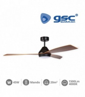 VENTILADOR TECHO DC NEGRO MADERA 132 cms