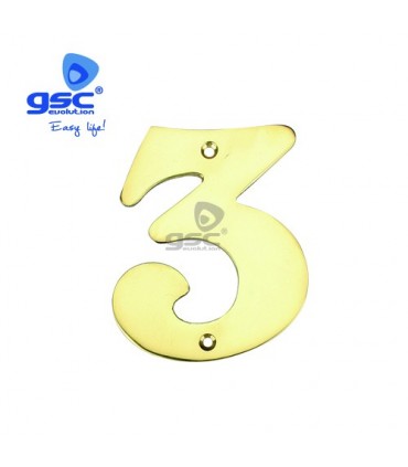 Número puerta 3 acero inoxidable con tornillo
