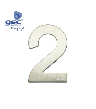 Número puerta 2 acero inoxidable con adhesivo