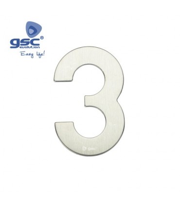 Número puerta 3 acero inoxidable con adhesivo