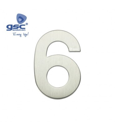 Número puerta 6 acero inoxidable con adhesivo