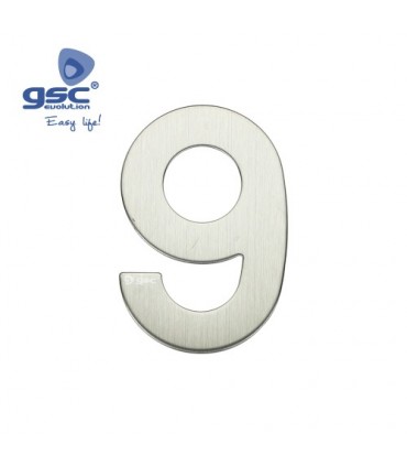 Número puerta 9 acero inoxidable con adhesivo