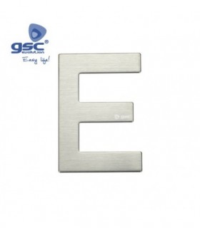 Letra puerta E acero inoxidable con adhesivo