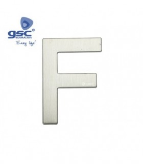 Letra puerta F acero inoxidable con adhesivo
